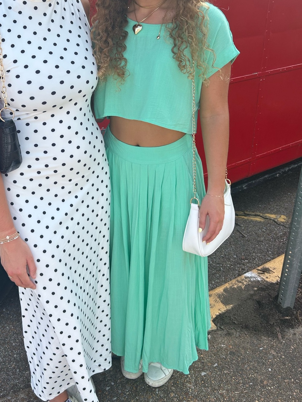 Women's Mint Green SET -Maxi Skirt— Pleated Flow Skirt